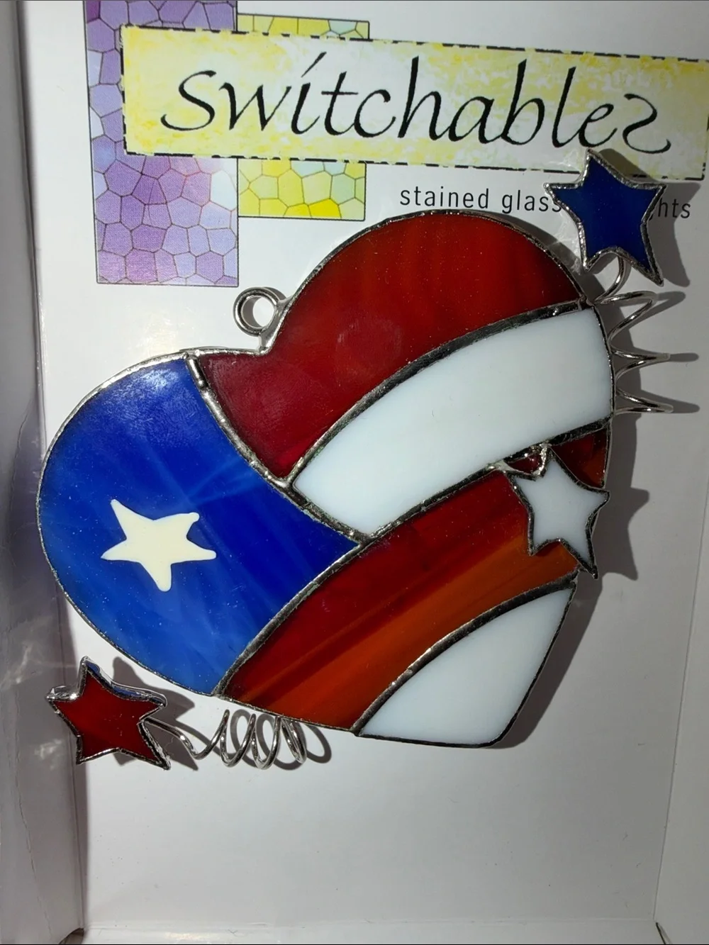 Y2K ERA-Switchables Stained Glass Heart 2005 Nightlight & Hook Plug In BUNDLE.